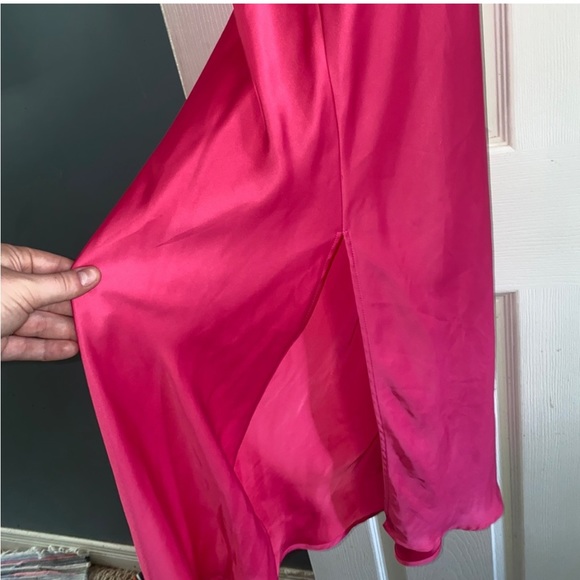 💖 ZARA Bloggers Fav Satin Draped-Neck Midi/Maxi Dress. Size LG. Excellent Cond! - Picture 16 of 16